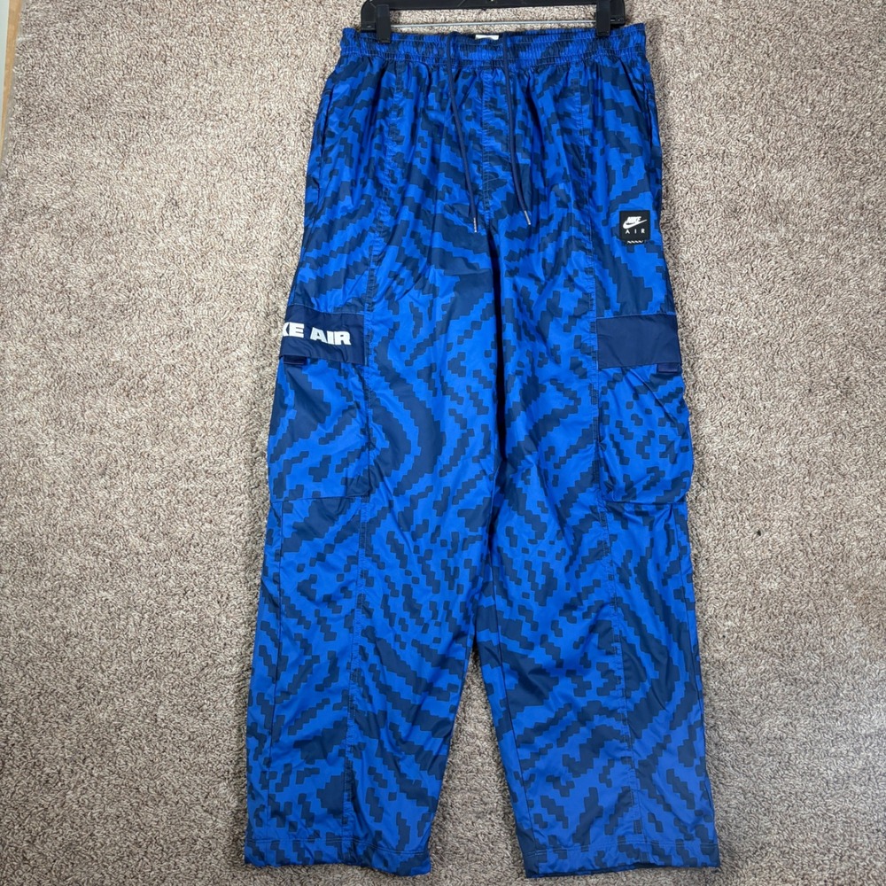 Nike Air Mens Blue Digital Pixel Camo Cargo Track Pants HQ9468-480 Large